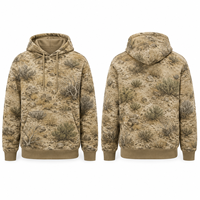 Veste de chasse à capuche pour homme en polyester respirant à manches longues, imprimé camouflage désertique numérique, avec logo frontal, pour l'automne, Needle