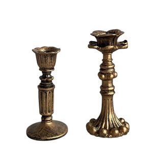 Candelabro de Metal de Aluminio Fundido, Portavelas Decorativo, Candelabro Dorado Antiguo, Centro de Mesa - Product Image 1