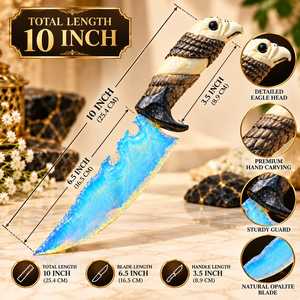 Cuchillo Decorativo de 10 Pulgadas con Mango Estilo Ópalo, Cristal Azul, Coleccionable de Fantasía y Decoración para Altar - Product Image 2