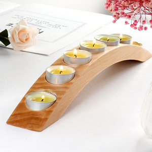 Portavelas de Madera Real para Velas de Té, Capacidad para 7 Velas de Té/Velas LED, Candelabro Decorativo para el Hogar, Comedor y Fiestas - Product Image 1