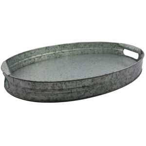 Bandeja Redonda de Metal Galvanizado al por Mayor con Borde y Asas en Tono Latón, Plato Decorativo para Servir en la Mesa del Hogar - Product Image 5