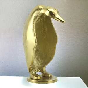 21cm H X 15cm W X 10cm L Golden Penguin Sculpture Artistic Tabletop <b>Decor</b> Modern Design Eco-Friendly Durable Handmade Aluminium - Product Image 5