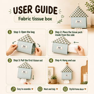 Boîte à mouchoirs en tissu 100% coton, écologique, durable, décoration intérieure, style minimaliste, pour meubles de maison, cuisine - Product Image 6