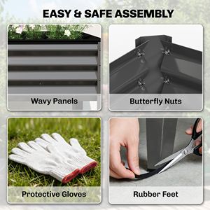 Jardinera Elevada Galvanizada de 71 x 22 x 31.5 Pulgadas con Patas, Barras Reforzadas, Tela No Tejida, Macetas y Jardineras - Product Image 6