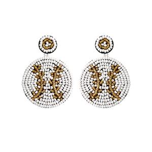 Pendientes de Diseño de Alta Calidad para Mujeres y Niñas, con Cuentas Hechas a Mano, Temática Deportiva, Colección Gameday, Naranja y Blanco - Product Image 4