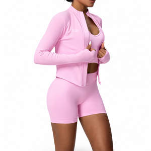 Ensemble de yoga 2 pièces pour femme, personnalisé, sans couture, en nylon et élasthanne, taille haute pour un effet push-up, bretelles croisées, col rond, motif à carreaux - Product Image 2