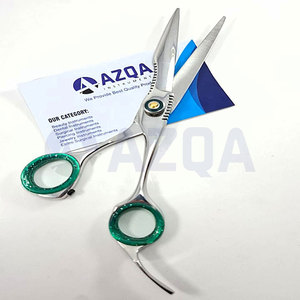Stainless Steel Professional Right-Handed Hair Cutting Scissors Green Finger <b>Rings</b> Medium Handle Adjustable Screw for Barber - Product Image 4