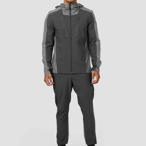 Ensemble de survêtement coupe-vent d'hiver pour homme, style urbain, grande taille, avec poignets en coton tricoté et manches imprimées, vêtements de sport - Product Image 1