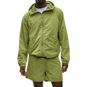 Conjunto de Chaqueta Cortavientos y Pantalones Cortos para Hombre, Ligero, con Capucha y Cierre, Ropa Deportiva con Tela Transpirable para Entrenamiento al Aire Libre - Product Image 1