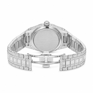 Reloj de Diamantes de Lujo para Mujer, Caja Rectangular de Oro Amarillo, Movimiento Analógico de Cuarzo - Product Image 3