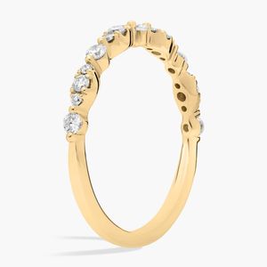 แหวนแต่งงานทองคำขาว 14K ประดับเพชรทรงกลมเพาะเลี้ยงแบบคลัสเตอร์ - Product Image 2