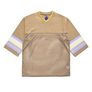 Maillot de sport unisexe personnalisé en polyester épais à manches courtes, séchage rapide, col en V, maille, technique de découpe automatisée - Product Image 1