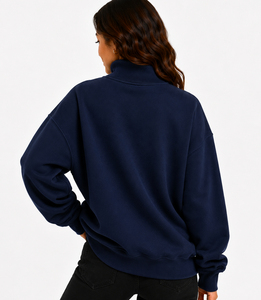 OEM personnalisé, haute qualité, respirant, 100% coton, molleton français, surdimensionné, réversible, col montant pour femme, manches longues, hiver, automne - Product Image 6