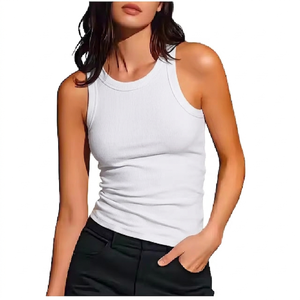 Camiseta sin mangas para mujer, mezcla de algodón, tejido de punto, suave, transpirable, de secado rápido, ligera, informal, de verano, para la calle, a la moda, al por mayor - Product Image 1