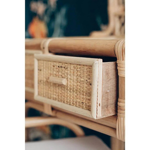 A <b>dressing</b> <b>table</b> and chair set <b>with</b> mirror made of woven natural rattan. for girl - Product Image 2