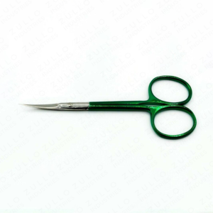 Ciseaux à cuticules professionnels en acier inoxydable argenté avec manche vert, outil de manucure et de soin des ongles, marque privée, vente en gros - Product Image 3