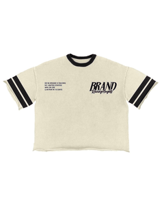 Men's Custom T-Shirt Short Sleeve Ringer Tshirt Custom Front Back Logo <b>Hip</b> Hop Solid Cotton Oversized Crop Knitted Tshirt - Product Image 3