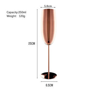 Flûte à champagne en cuivre 200 ml, verre à vin en métal à long pied, élégant, pour fêtes, mariages, bars, restaurants, hôtels, usage domestique et repas. - Product Image 3