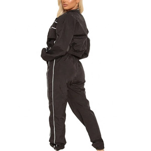 High Quality Women's 2 Piece Solid Breathable Eco-Friendly Windbreaker Oversize Zipper Cropped Top Shorts Jacket <b>Set</b> Full Length - Product Image 2