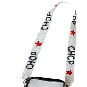 Correa de Bolso Deportiva de Algodón con Cuentas de Cristal, Hecha a Mano, Elegante Accesorio para Bolsos con Personalización para el Día del Partido - Product Image 1