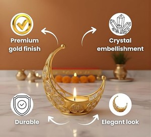 Moon Shaped Crystal <b>Tea</b> Light Candle Holder Elegant Decorative Candle <b>Stand</b> for Home Living Room Bedroom Festive Decor - Product Image 6