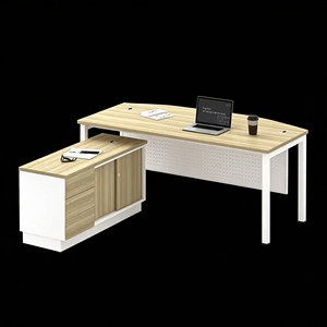 Escritorio de Oficina Moderno en Forma de L con Gabinete de Almacenamiento, Superficie de Acero, Marco Blanco, Uso Comercial y Doméstico, Sistema de Oficina AY - Product Image 4