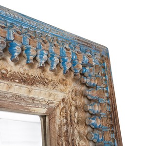 Handmade Jodhpur Teak Wood <b>Wall</b> <b>Mirror</b> Hand-Painted Multi-Color Indian Art Decorative Bedroom Living Room 24x36 Mid Century - Product Image 1