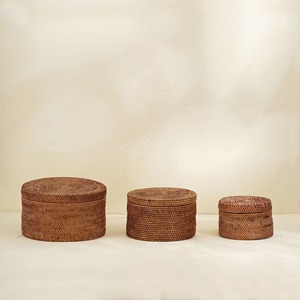 Sustainable home <b>decor</b> container basket with lid natural rattan box handweave <b>storage</b> <b>boxes</b> - Product Image 6