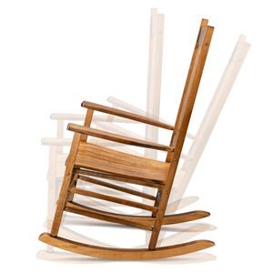 Sedia a dondolo quadrata in legno bianco 68,5*86*115 cm con schienale ondulato per uso in giardino - Product Image 5