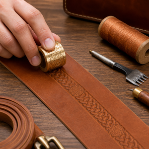 <b>Leather</b> Embossing Roller for Belts Wallets Keychains & <b>Leather</b> Crafts | Premium Brass Pattern Roller | Professional Leathercraft - Product Image 2