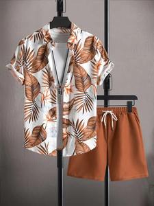 Chemise d'été décontractée à imprimé 3D Voilier Hawaïen et Palmiers, boutonnage simple, tricotée, service OEM - Product Image 5