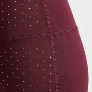 High Quality Cotton <b>Mesh</b> Casual Soft Customized Color Yoga Gym Fashionable Stylish <b>Rhinestone</b> Embellished Pants Sets - Product Image 5