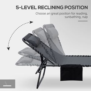 Sdraio Grigie a 5 Livelli con Foro per la Lettura e Tasca Laterale per Piscina e Hotel - Reclinabili Ergonomici per il Massimo Relax - Product Image 6