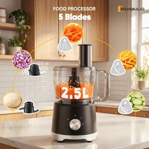 Robot culinaire grande capacité 10,5 tasses en acier inoxydable, hachoir à légumes avec 5 lames et 3 modes, compatible lave-vaisselle et finition lisse - Product Image 2