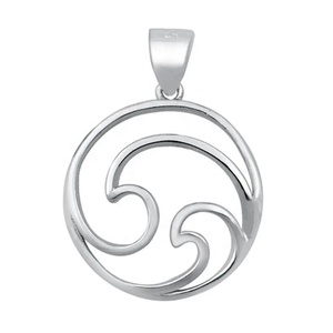Moda 925 plata esterlina mar olas encanto colgante collar alta calidad hecho a mano plata mar olas colgante para joyería - Product Image 1