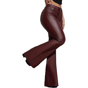 Pantalon en similicuir pour femme, taille haute, coupe droite, extensible, coupe-vent, respirant, décontracté, streetwear, été - Product Image 3