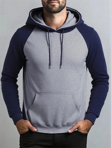 Sweat-shirt à capuche bordeaux pour homme, coupe ample, couleur unie, décontracté, pour l'hiver, en molleton tricoté, polyester/coton écologique, avec poche - Product Image 5