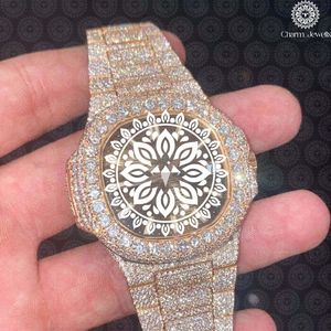 Montre de luxe pour femme Charm, or rose, lunette sertie de diamants, mouvement à quartz analogique, boîtier rond de 38 mm, bracelet en acier inoxydable - Product Image 5