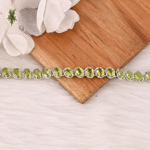 Premium Natural Green Peridot Bracelet in 925 Sterling Silver Handmade Luxury Jewelry Women & <b>Men</b> - Product Image 2