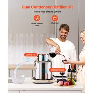 Attrezzatura per Distillazione Domestica in Acciaio Inox da 5 Galloni/19 L, Kit di Fermentazione Acqua-Alcol, Alambicco con Serpentina in Rame per Raffinazione - Product Image 2