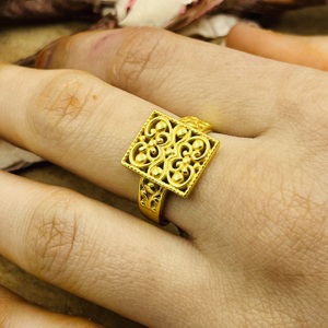 Trendy Design Filigree <b>Rings</b> Boho Brass Square Women 18k Gold Plated Geometric Geometric Statement Wholesale/OEM/ODM - Product Image 1