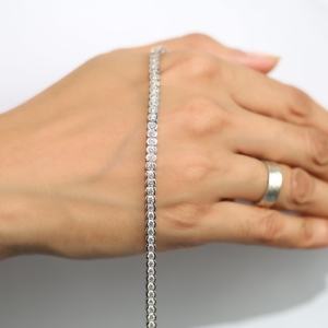 10K 14K 18K <b>Solid</b> <b>Gold</b> Stylish Semi Bezel Setting 4.70 CT Round Brilliant Cut Diamond Tennis Bracelet Color DEF Clarity VS VVS - Product Image 5
