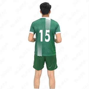 Conjunto de Uniforme de Fútbol Verde Unisex Blaze para Invierno, Cuello en V, Manga Corta, Transpirable, Poliéster, Nombre del Jugador, Número 15, Geométrico - Product Image 4