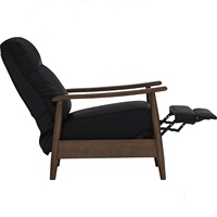 Fauteuil inclinable manuel ergonomique de style Mid-Century Modern avec dossier divisé, cadre en bois, revêtement en cuir PU et rembourrage en mousse