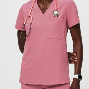 Ensemble d'uniformes médicaux unisexes anti-plis en polyester, rayonne et élasthanne, comprenant un haut à col en V et un pantalon de jogging pour personnel hospitalier - Product Image 4