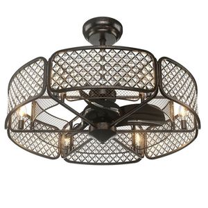 Ventilatore da soffitto a LED da 42 pollici a basso profilo con pale retrattili e kit luce in cristallo - Product Image 1