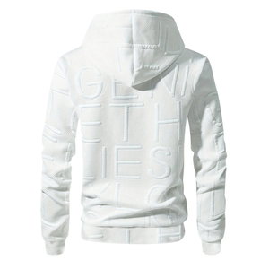<b>White</b> Waffle Knit Polyester Unisex Winter Pullover Hoodie Drawstring Hooded <b>Sweatshirt</b> Kangaroo Pocket Casual Streetwear 6XL - Product Image 2