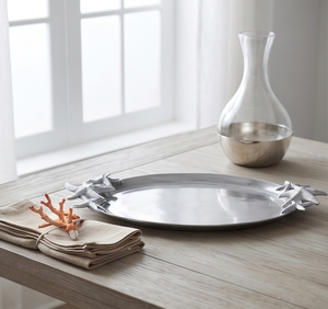 Plateau en métal texturé avec poignée en forme d'étoile de mer, idéal pour la cuisine et la salle à manger, article pour fournisseurs en gros - Product Image 3