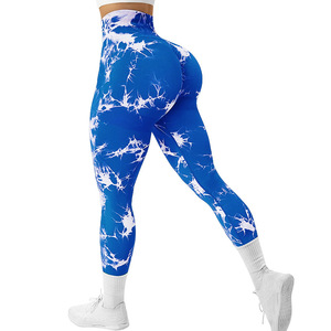 Leggings de yoga taille haute à séchage rapide pour femmes, brodés, en Spandex/Nylon, avec ceinture élastique, longueur intégrale, pour le fitness - Product Image 3