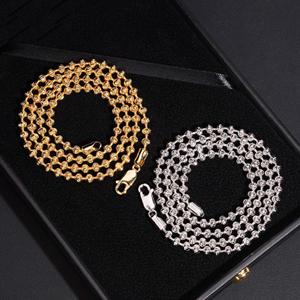 Parure de colliers de luxe en or et argent avec perles, style hip-hop premium, bijoux tendance, style moissanite, éclatant - Product Image 4